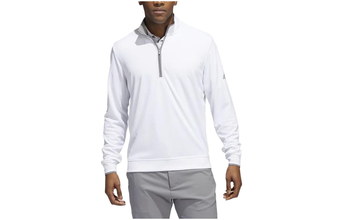 adidas White Half-Zip Hoodie with Chest Logo Print HG8838