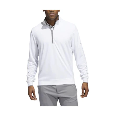 adidas White Half-Zip Hoodie with Chest Logo Print HG8838