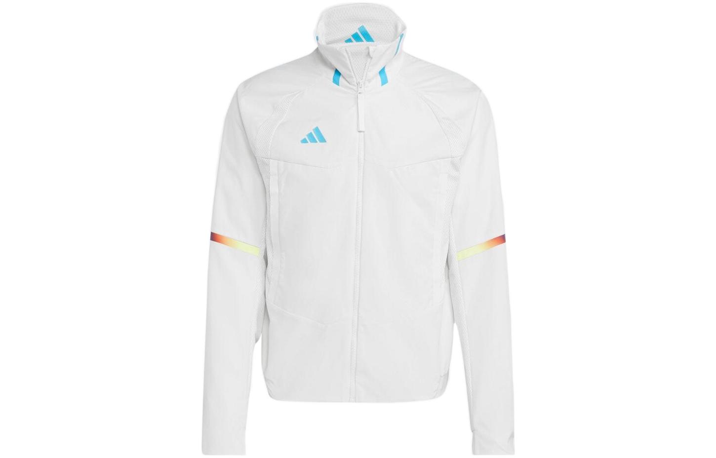 adidas White High-Neck Zip-Up Long-Sleeve Jacket HT3402