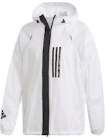 adidas White Hooded Windbreaker Jacket Casual Sportswear - Fall Edition DZ0054 adidas White Hooded Windbreaker Jacket Casual Sportswear - Fall Edition DZ0054