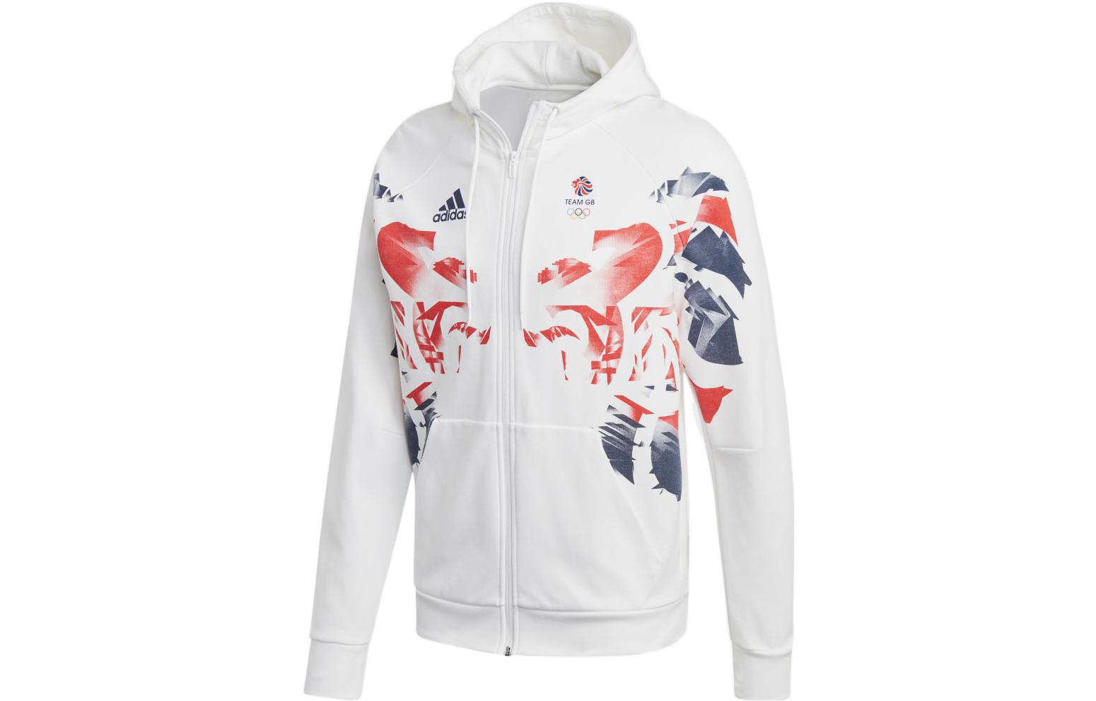 adidas White Hoodie with Colorblock Logo Design FS0115