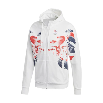 adidas White Hoodie with Colorblock Logo Design FS0115