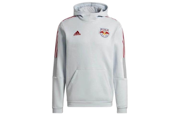 adidas White Hoodie with Logo Patch Long Sleeve Casual Wear GK9826
