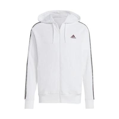 adidas White Hoodie with Three-Stripes Logo Design IC9836