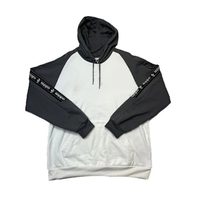 adidas White Letter Print Hooded Sweatshirt Casual Pullover GQ6022