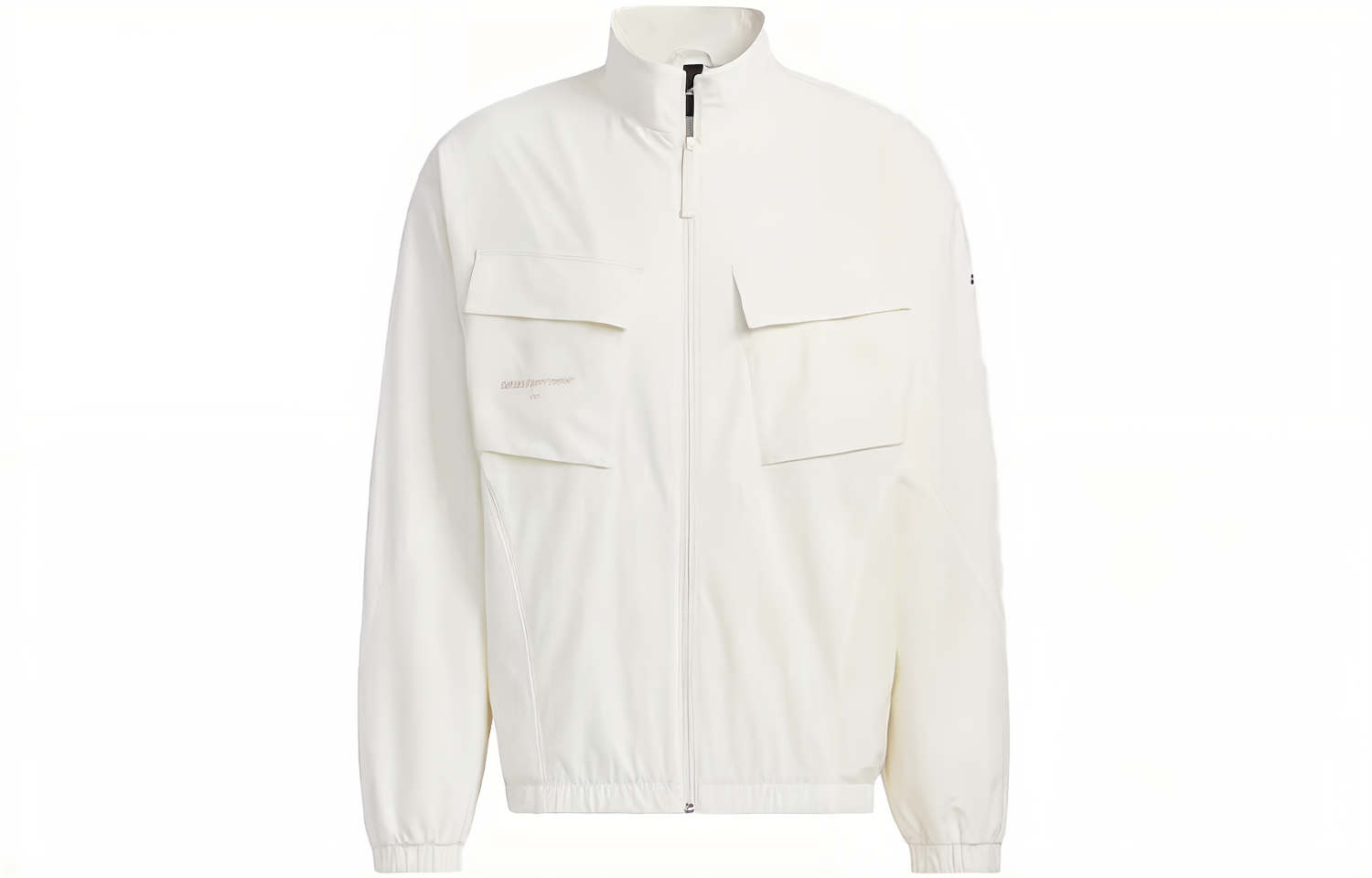 adidas White Logo Patch Stand Collar Long Sleeve Outdoor Jacket IP4988