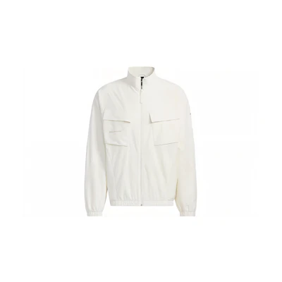 adidas White Logo Patch Stand Collar Long Sleeve Outdoor Jacket IP4988