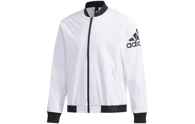 Order adidas Jaket Bomber Putih Logo dengan Kerah Baseball DW4617