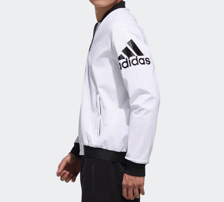 Purchase adidas Jaket Bomber Putih Logo dengan Kerah Baseball DW4617