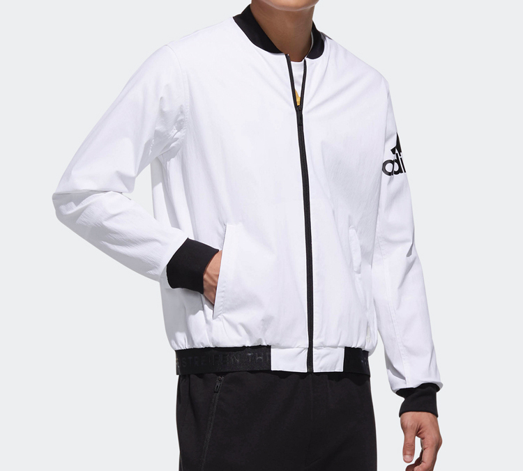 Sizing adidas Jaket Bomber Putih Logo dengan Kerah Baseball DW4617