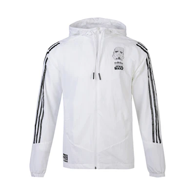 adidas White Logo Print Comfortable Casual Hooded Jacket DW8174