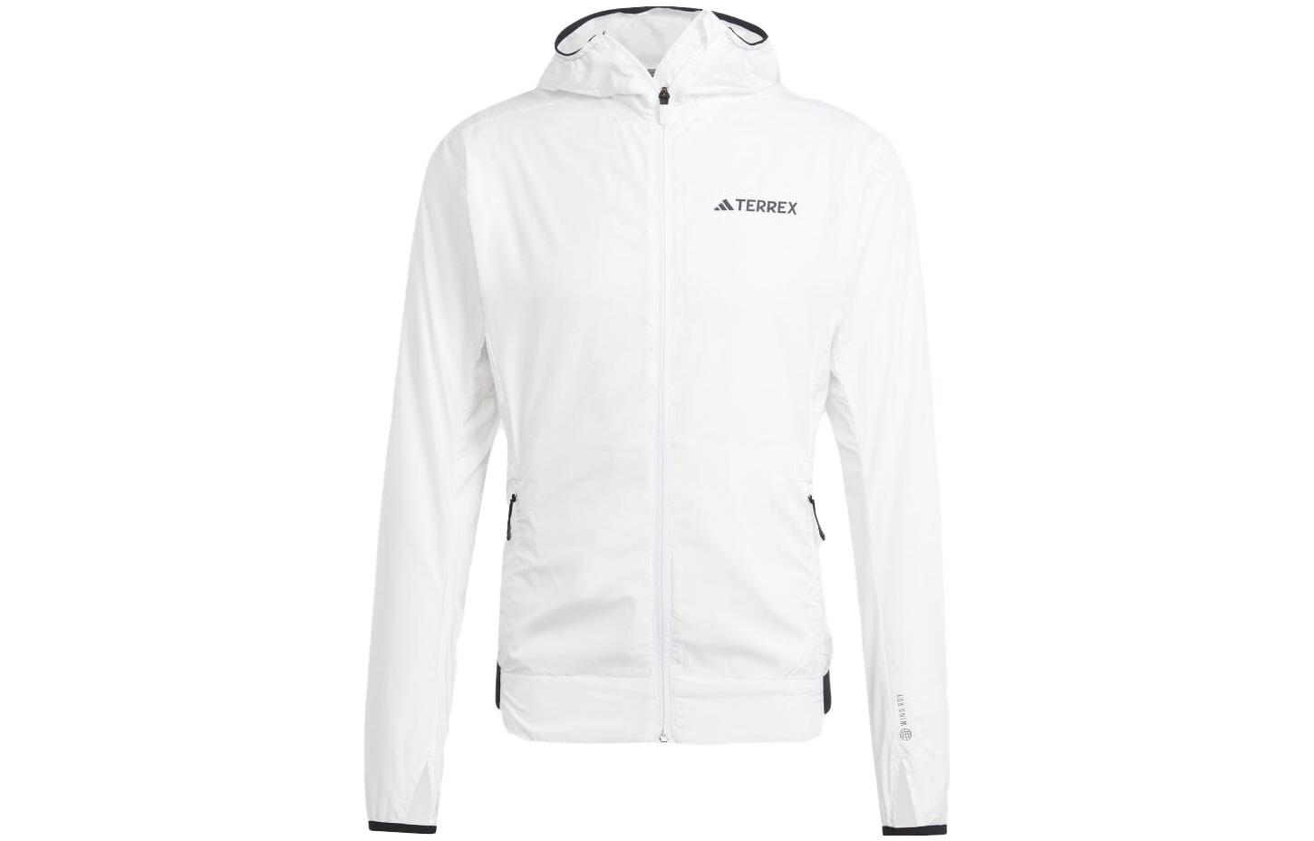 adidas White Logo Print Hooded Long Sleeve Jacket HN2903-JAPAN