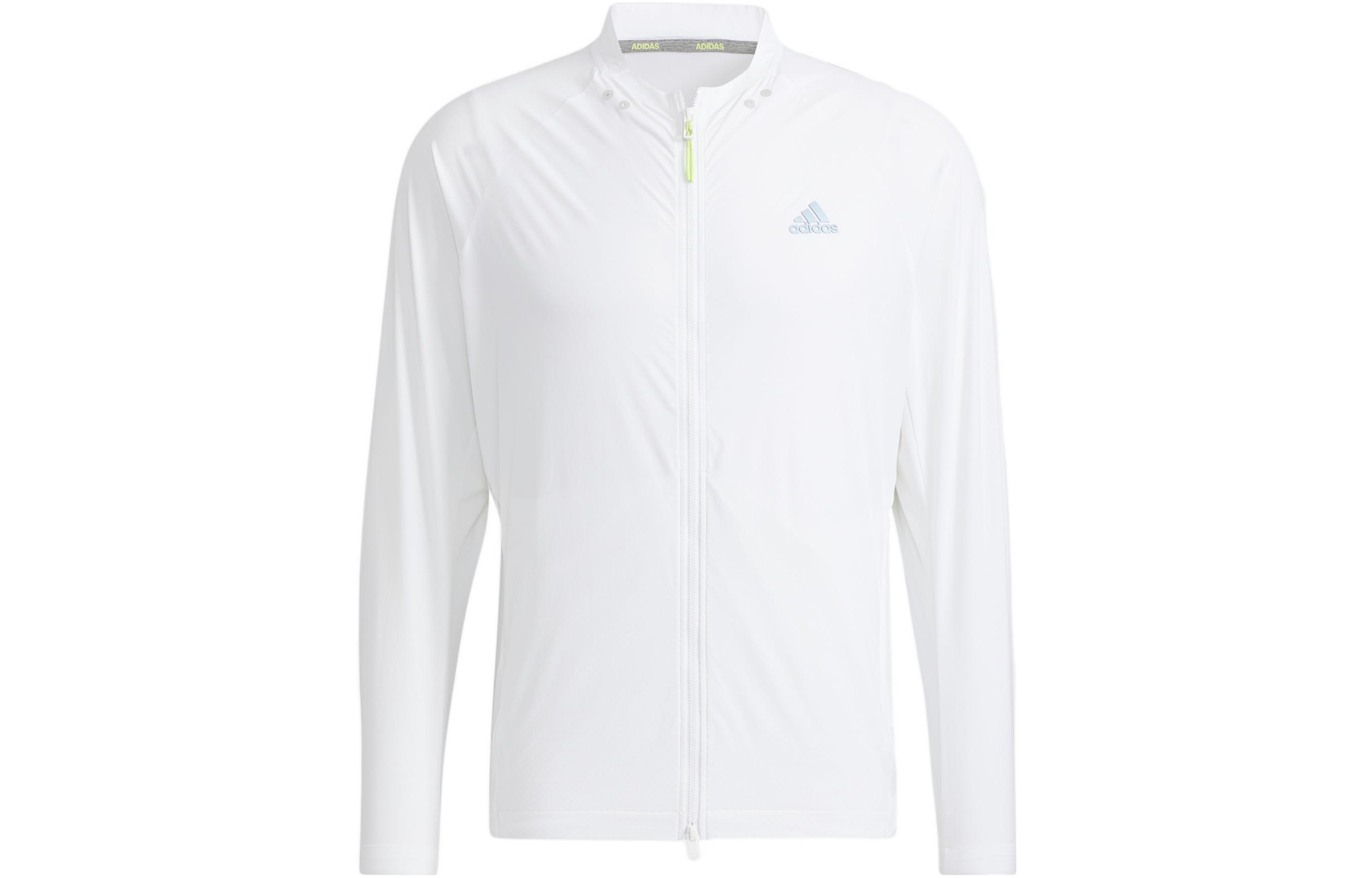 adidas White Logo Print Zip-Up Crewneck Jacket HB3648