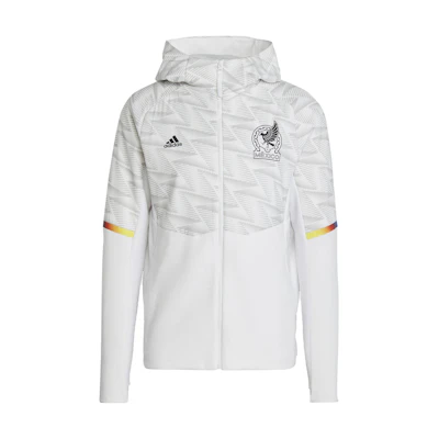 adidas White Logo Printed Zip-Up Hoodie with Long Sleeves IC4450