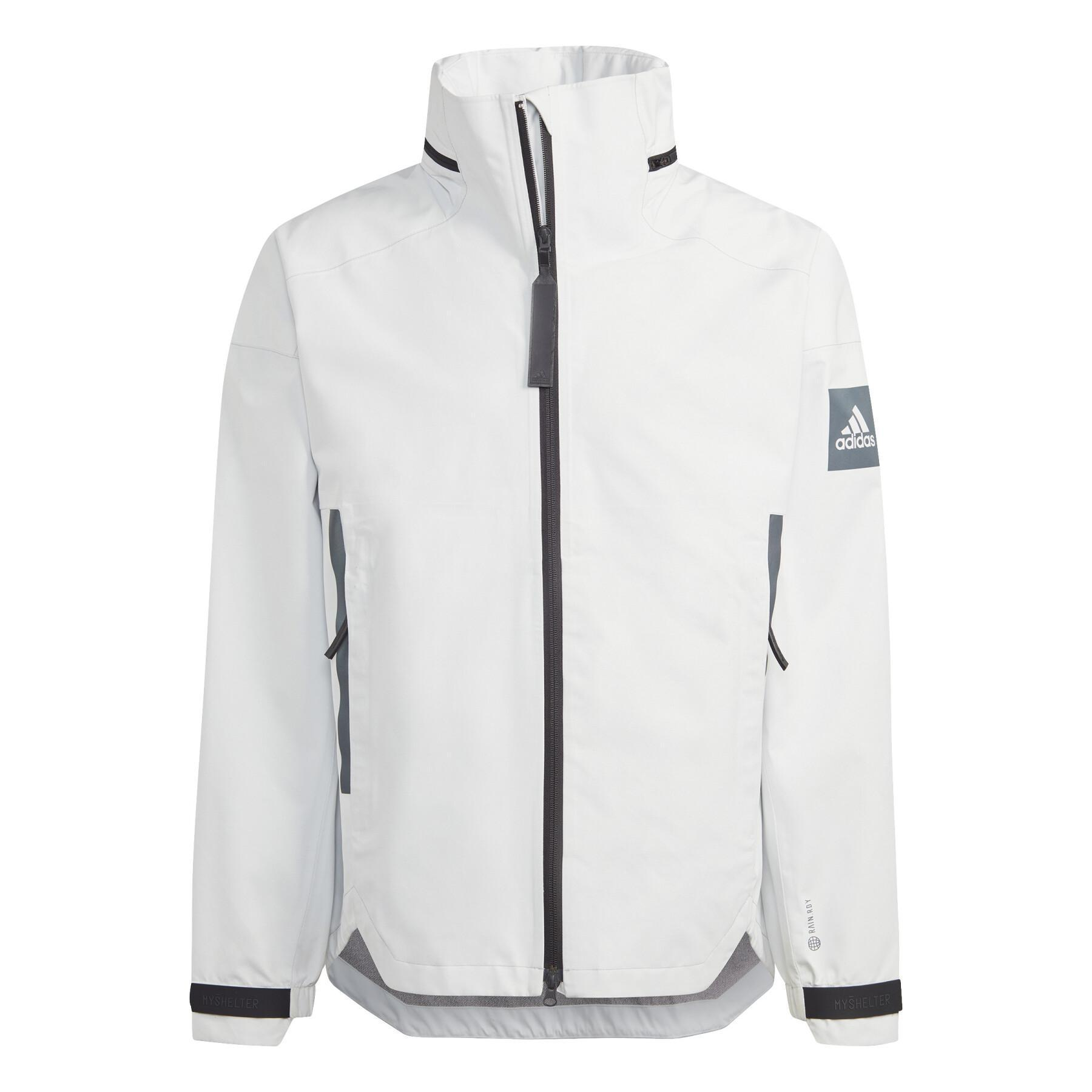 adidas White Logo Waterproof Hoodie Jacket Long Sleeve IB1649