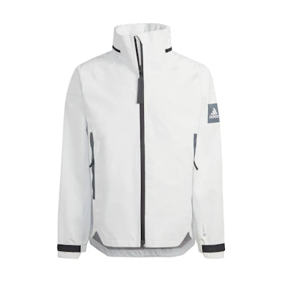 adidas White Logo Waterproof Hoodie Jacket Long Sleeve IB1649