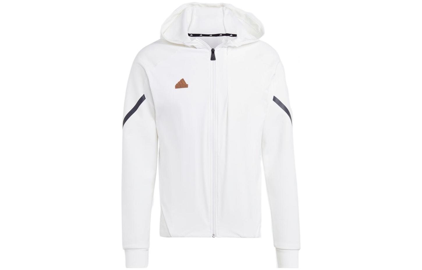 adidas White Logo Zip-Up Hooded Sports Jacket IC8036