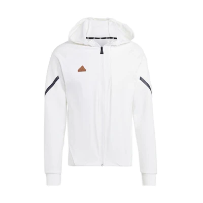 adidas White Logo Zip-Up Hooded Sports Jacket IC8036