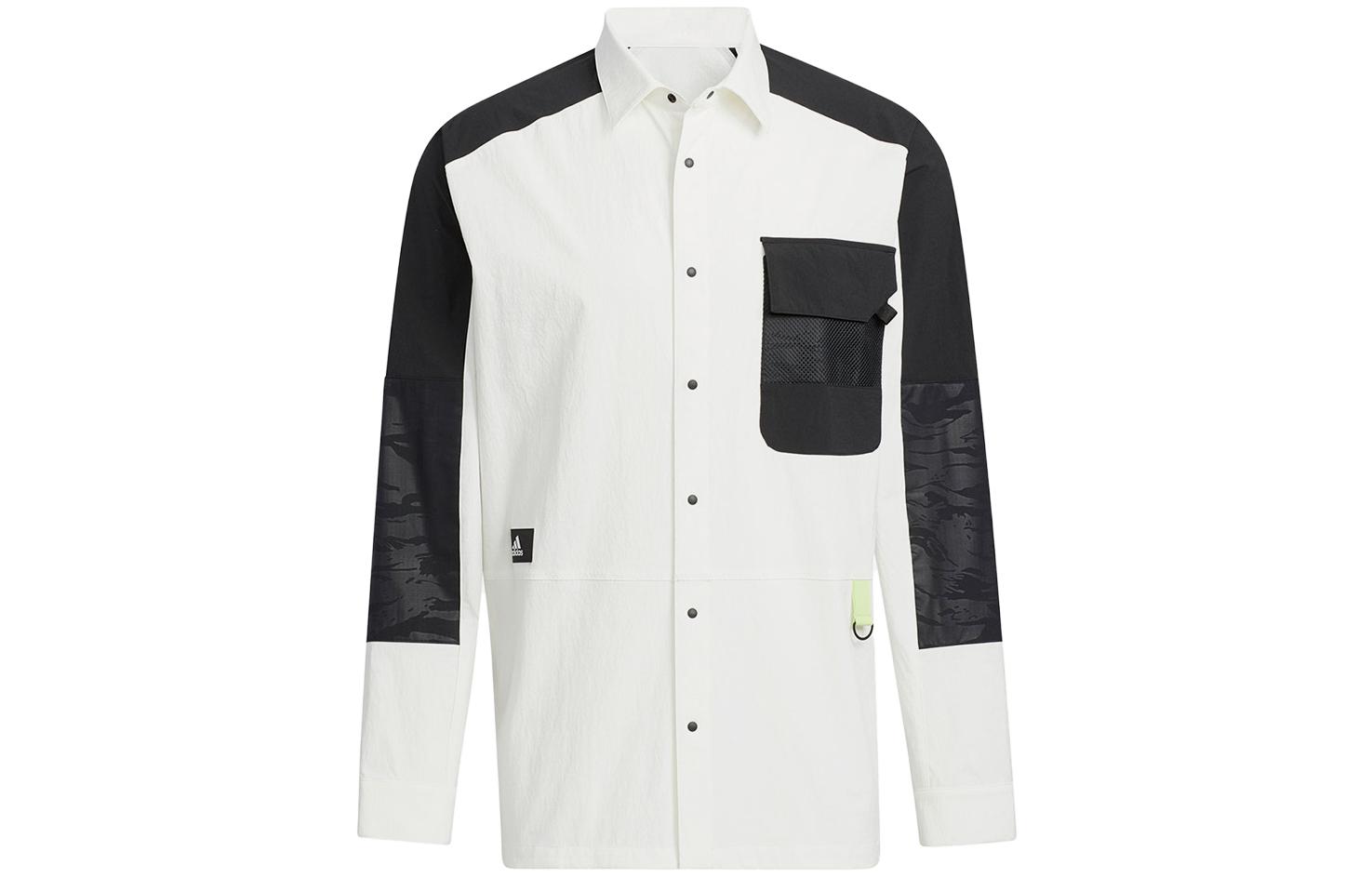 adidas White Long-Sleeve Polo Track Jacket Unisex Breathable Casual Wear HE5264