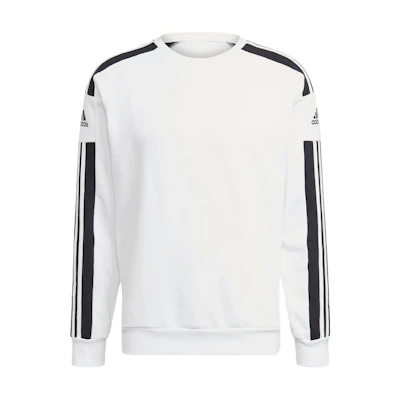 adidas White Long-Sleeve Pullover Sweatshirt with Stripe Logo Print GT6641