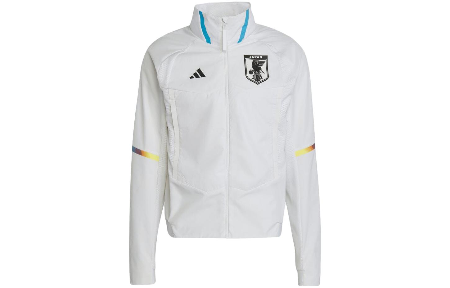 adidas White Long-Sleeve Track Jacket with Striped Logo Print IC1577