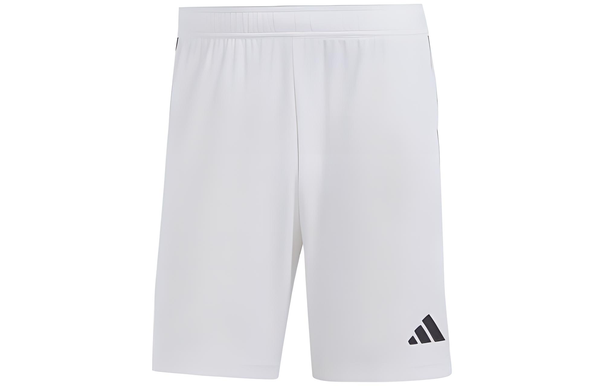 adidas White Loose Fit Soccer Pants with Striped Logo Print IB8083