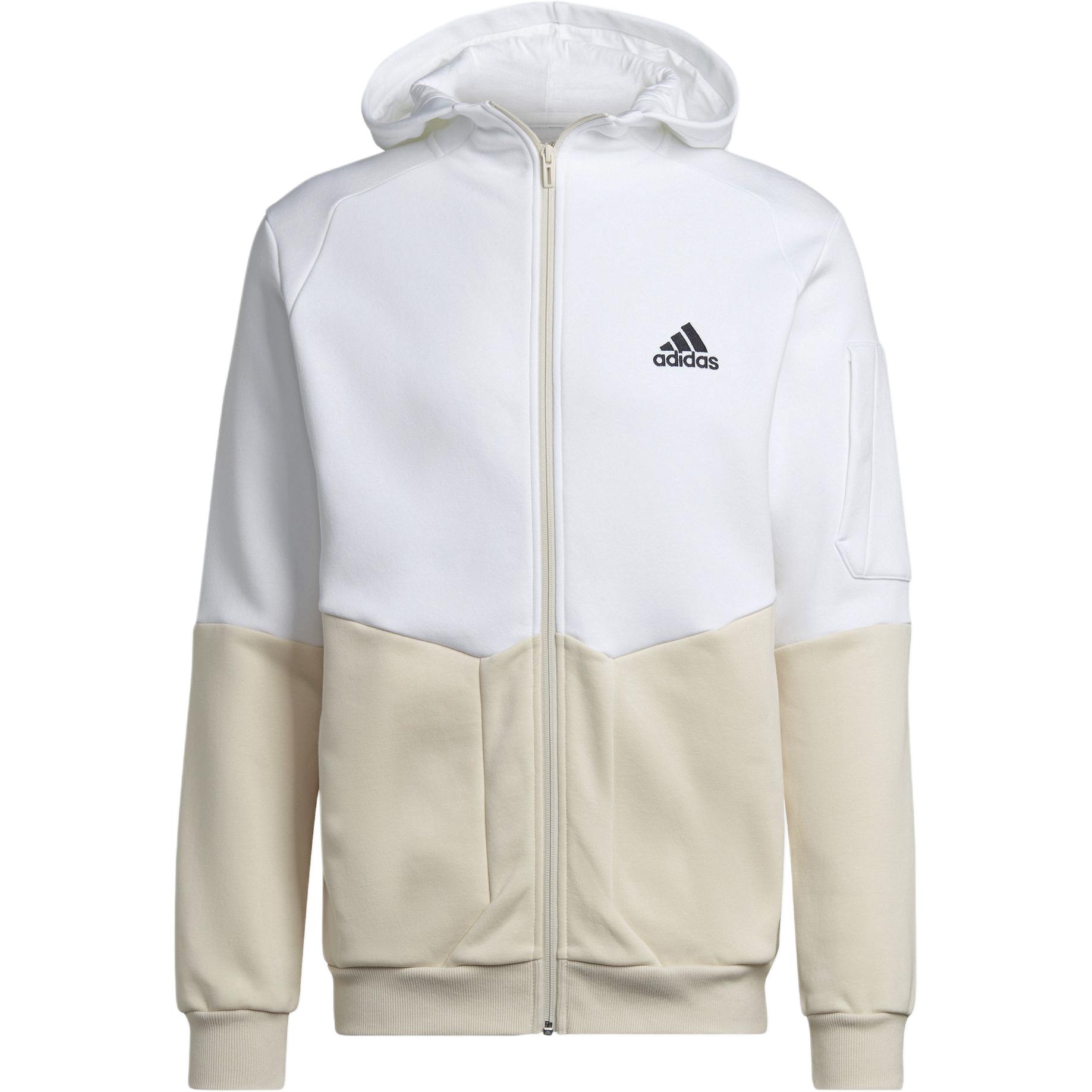 adidas White Patchwork Zip-Up Hoodie Long-Sleeve Jacket HL6911
