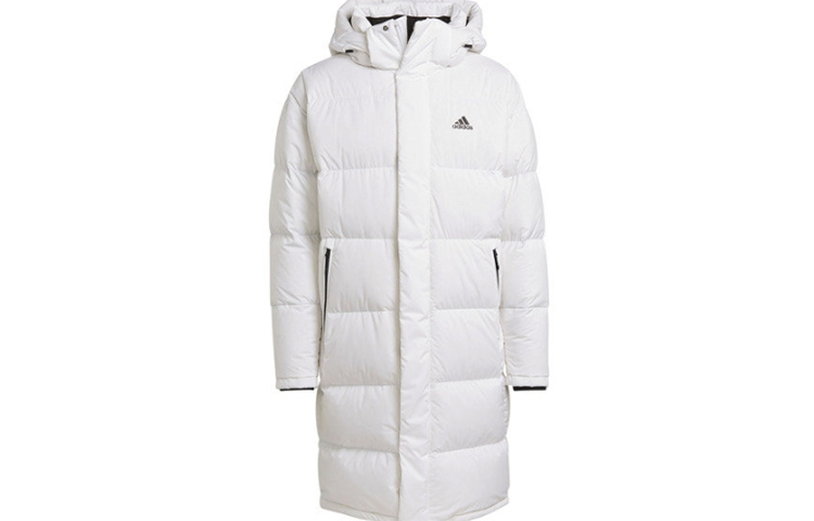 adidas White Puffy Long Down Jacket with Hood Winter Collection GF0073