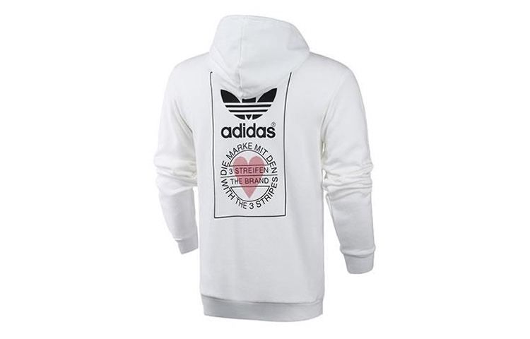 adidas White Pullover Hoodie with Back Logo Print GK7163