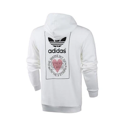 adidas White Pullover Hoodie with Back Logo Print GK7163