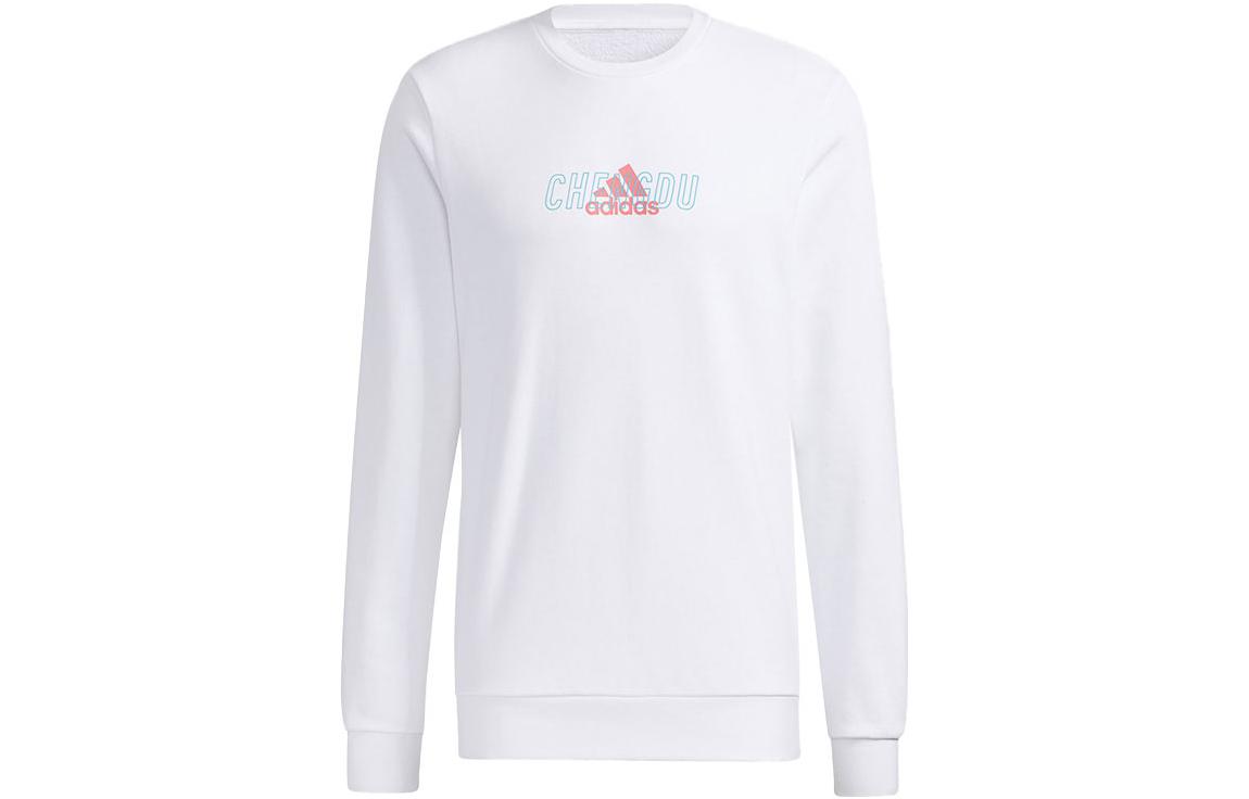 adidas White Pullover Sweatshirt with Logo Print GS2214