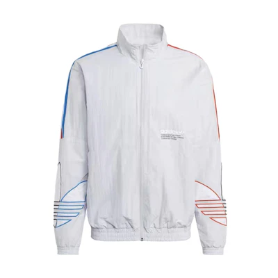 adidas White Retro Track Jacket with Logo Stripes and Stand Collar GN3583