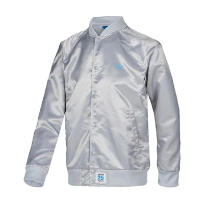 adidas White Single-Breasted Jacket with Logo Print Long Sleeves S23626