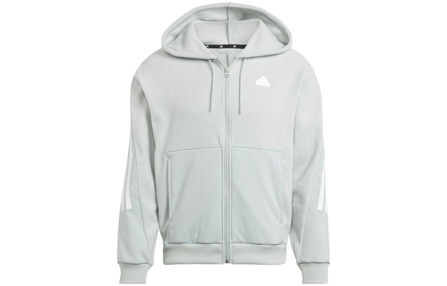 adidas White Solid Color Zip-Up Hoodie Jacket Japan Edition IJ8862-JAPAN