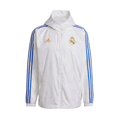 adidas White Striped Logo Print Hoodie Jacket GR4274