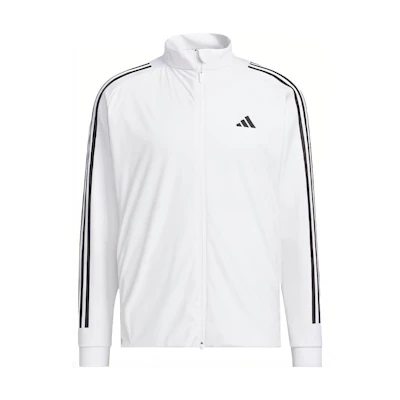 adidas White Striped Print High-Neck Zip Jacket HT6855