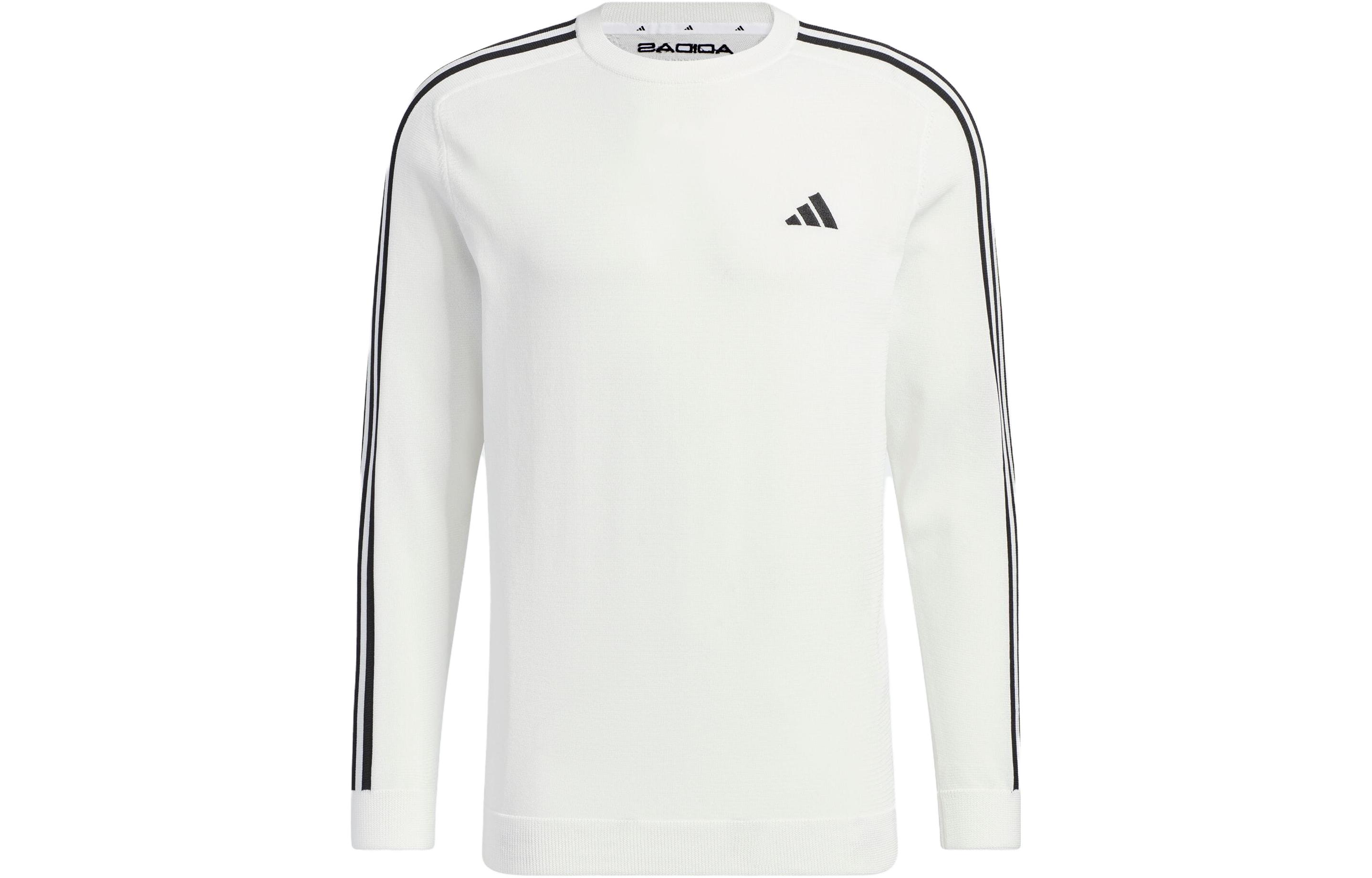 adidas White Striped Print Long-Sleeve Crewneck Sweatshirt HZ9222