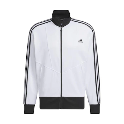 adidas White Striped Zip-Up Jacket with Embroidered Logo and Collar IW5526
