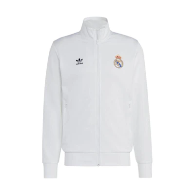 adidas White Track Jacket with Letter Logo Print and Stand Collar H54690