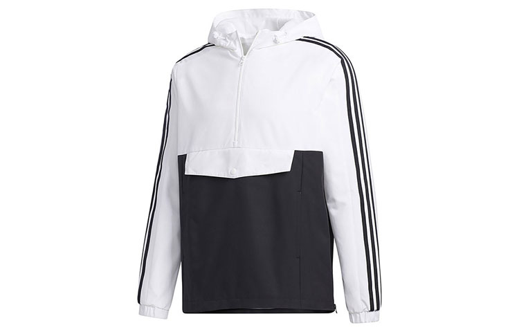 adidas White Windbreaker Hooded Jacket Casual Sportswear GJ8951