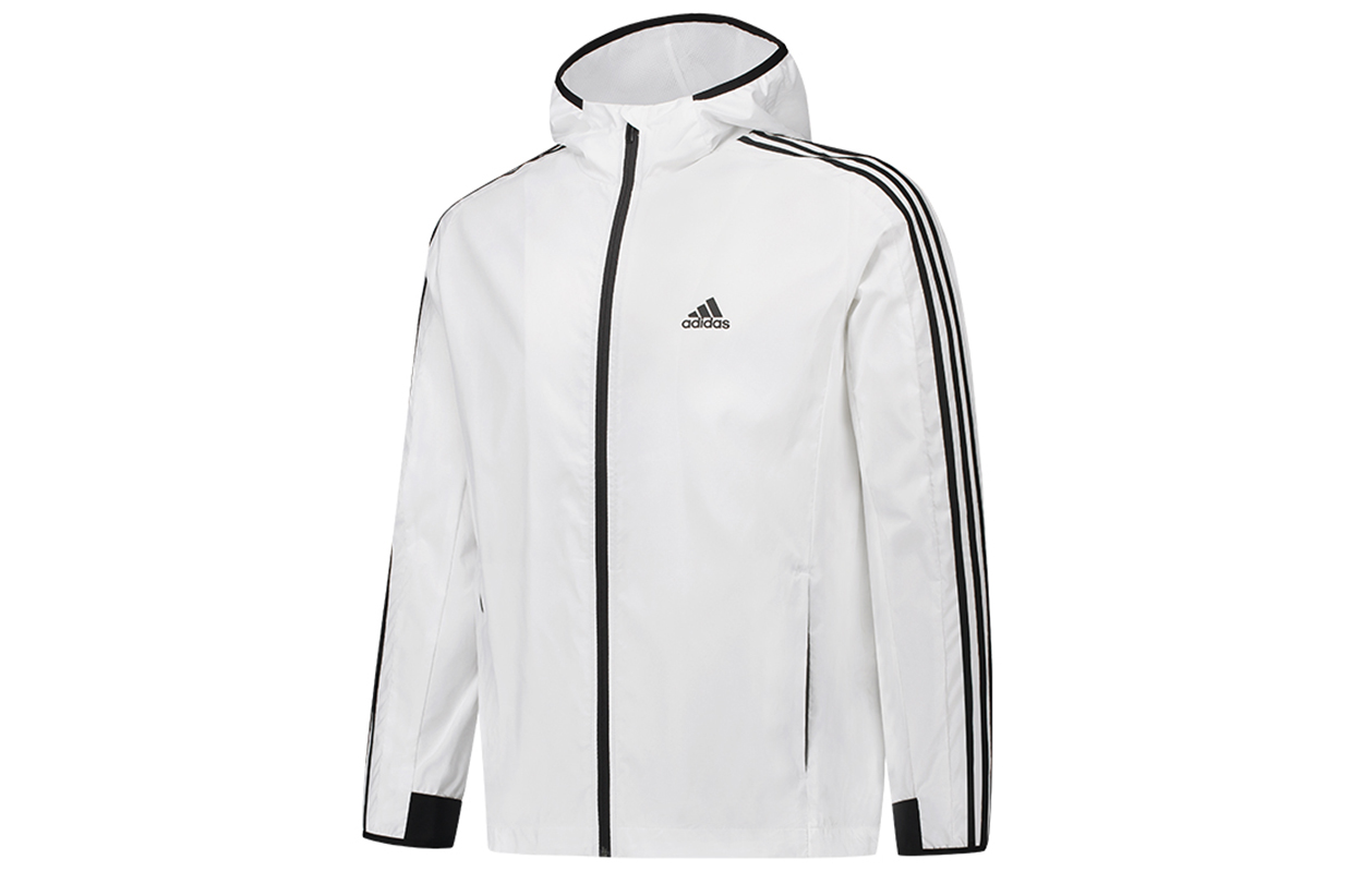 adidas White Windbreaker Hooded Woven Jacket - Fall Collection GQ0623