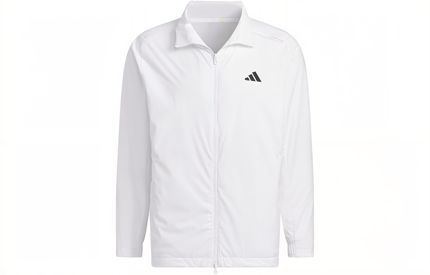 adidas White Windproof Golf Jacket with Three-Stripe Logo Print HZ6062