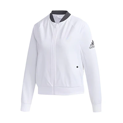 adidas White Woven Baseball Collar Slim Fit Jacket Unisex FM9314