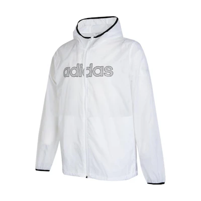adidas White Zip-Up Hoodie Jacket with Letter Logo Print HD4683