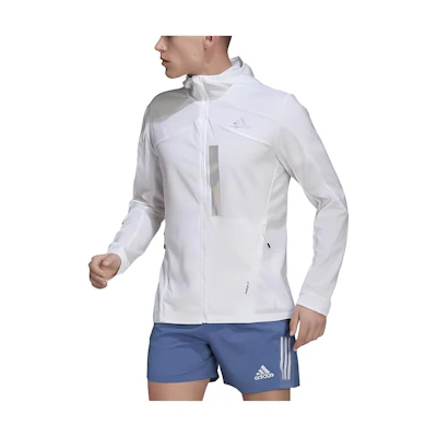 adidas White Zip-Up Hoodie Jacket with Logo Print HC1825