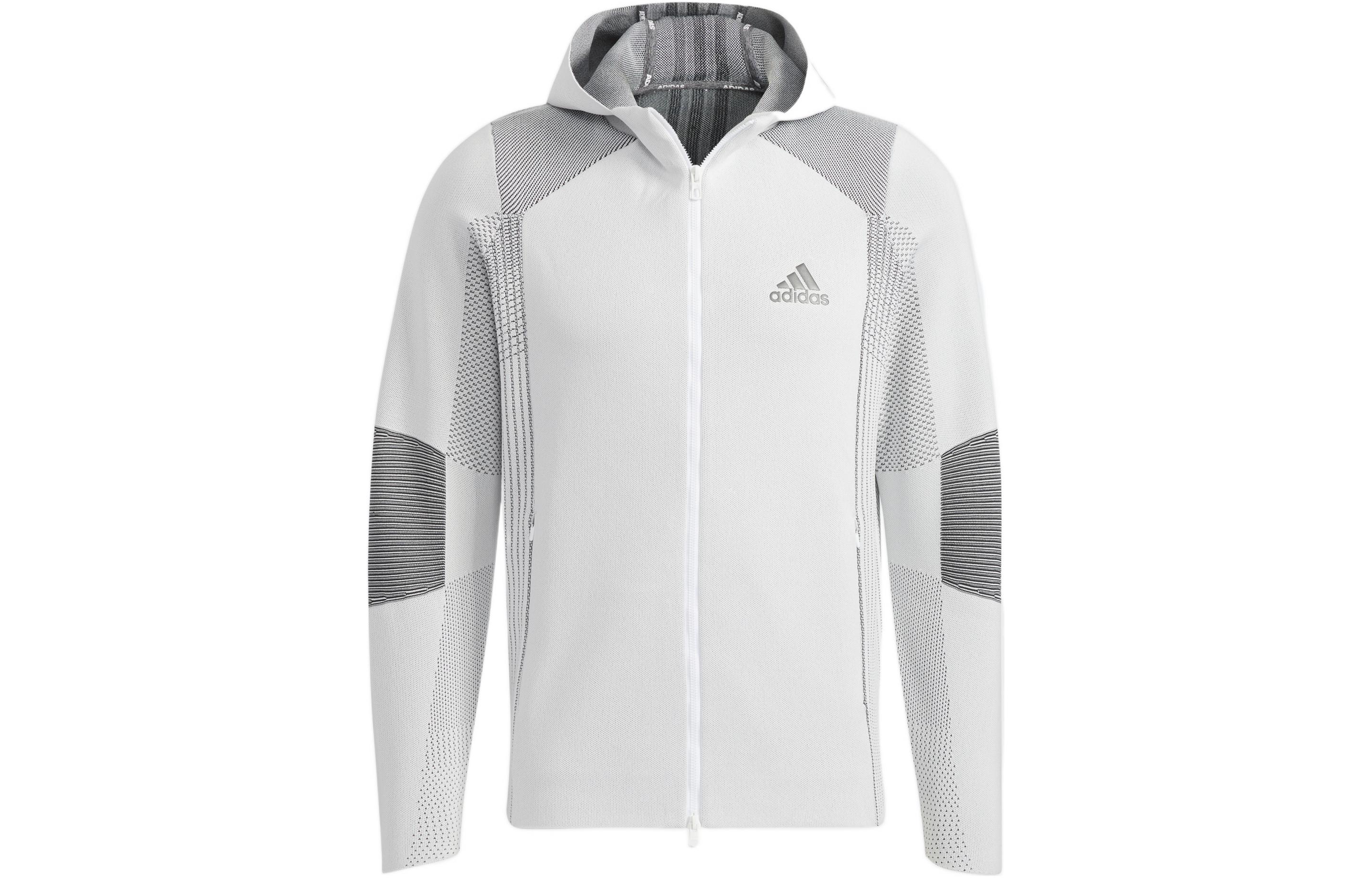 adidas White Zip-Up Jacket with Logo Print HB3592