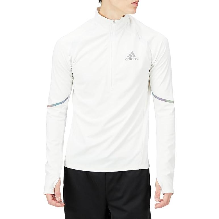 adidas White Zip-Up Logo Slim-Fit Long Sleeve Sweatshirt HK5640