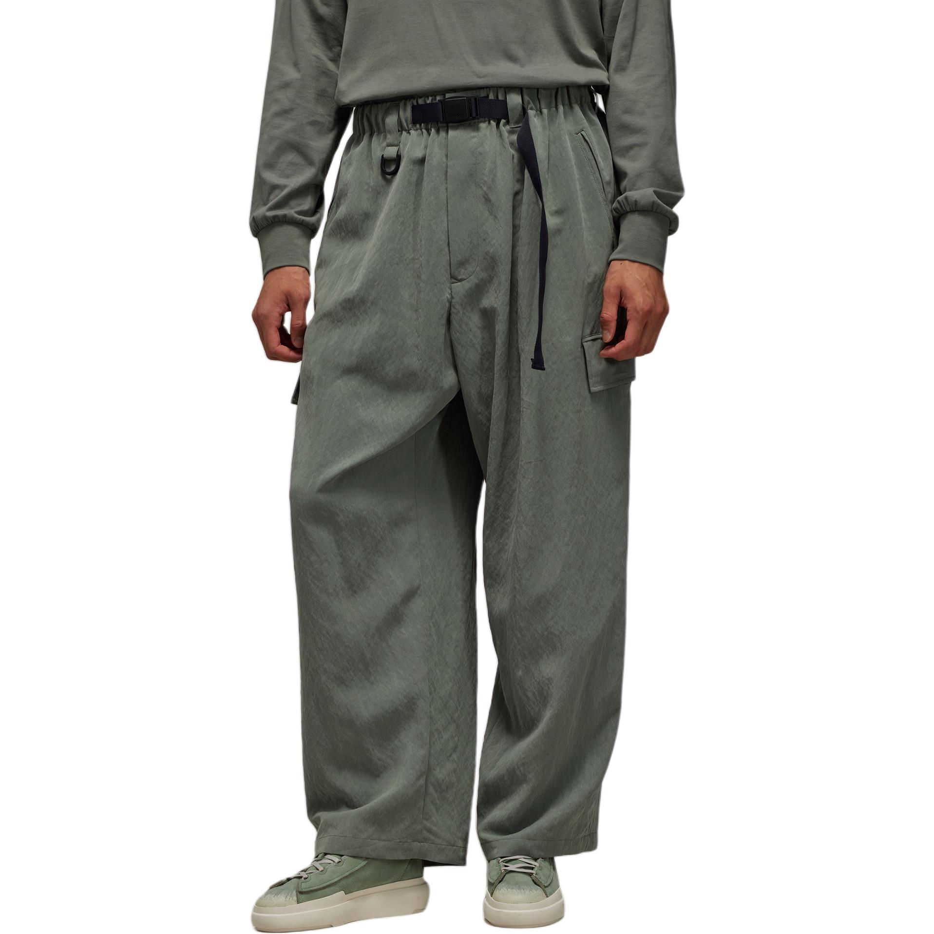 adidas Wide Cargo Pants Unisex Gray Stone Green Loose Fit Sportswear. IP7931