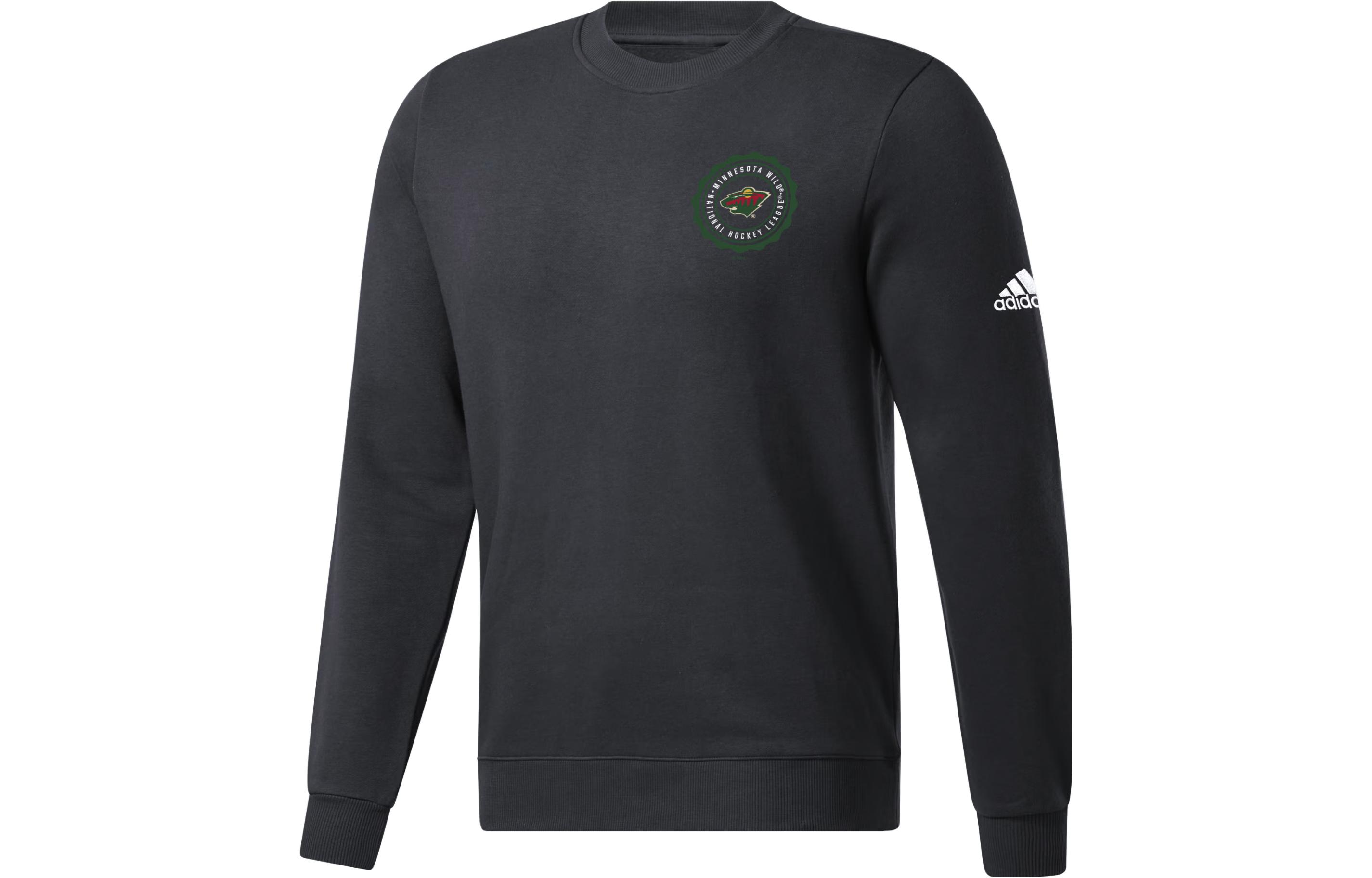 adidas Wild Ice Hockey Letter Print Crewneck Long Sleeve Sweatshirt Black IK9269