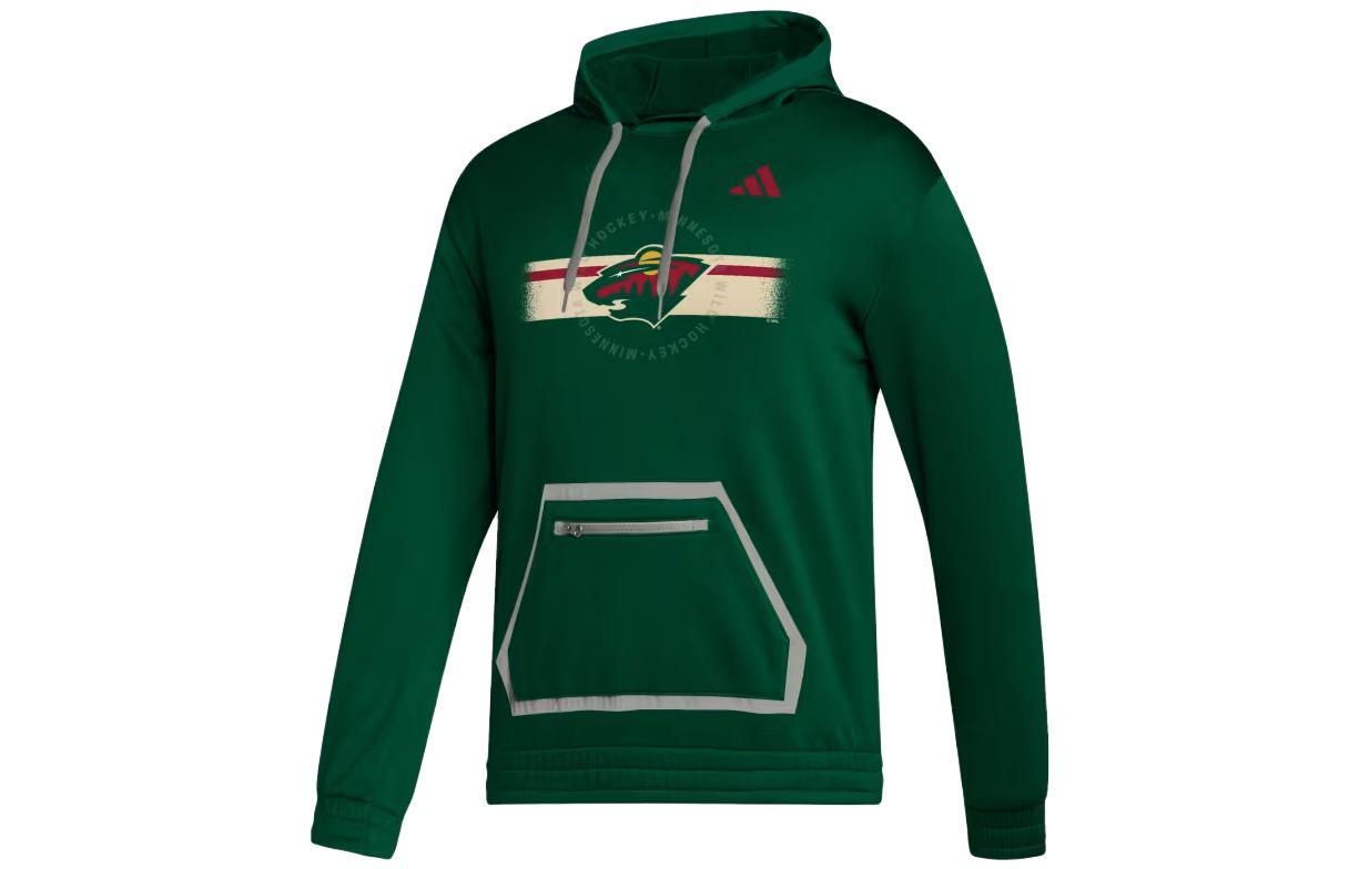 adidas Wild Team Issue Pullover Hoodie Green Hockey Graphic Long Sleeve IK6663